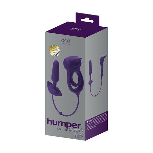 VEDO - HUMPER RECHARGEABLE DUAL C-RING WITH ANAL PLUG PURPLE