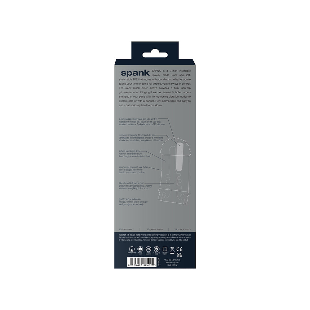 VEDO - SPANK RECHARGEABLE VIBRATING STROKER CLEAR