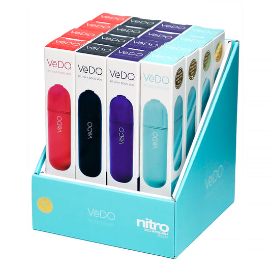 VEDO - NITRO RECHARGEABLE BULLET VIBE ASSORT 16 PC DISPLAY