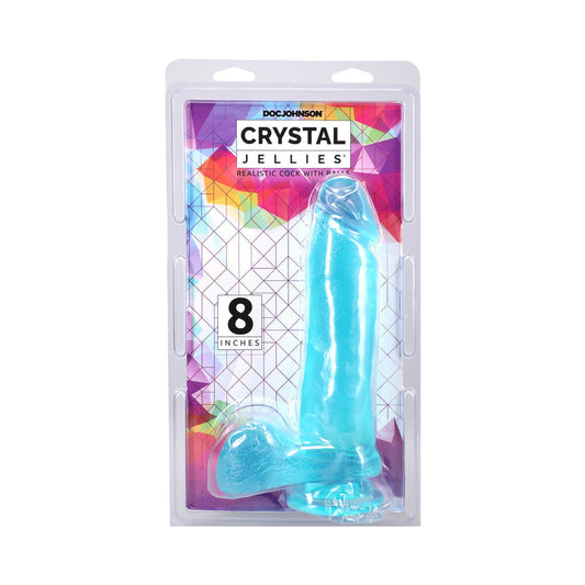 DOC JOHNSON - CRYSTAL JELLIES 8 IN. REALISTIC COCK WITH BALLS TEAL