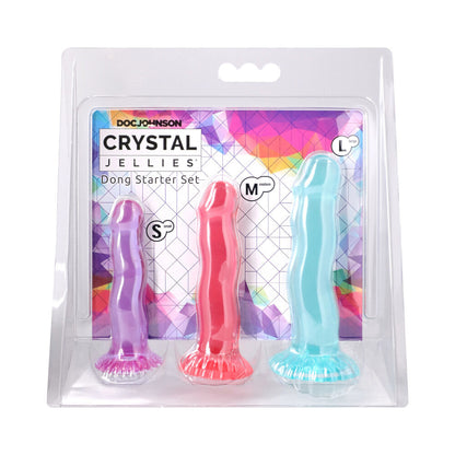 DOC JOHNSON - CRYSTAL JELLIES DONG STARTER 3-PIECE SET PURPLE/PINK/TEAL