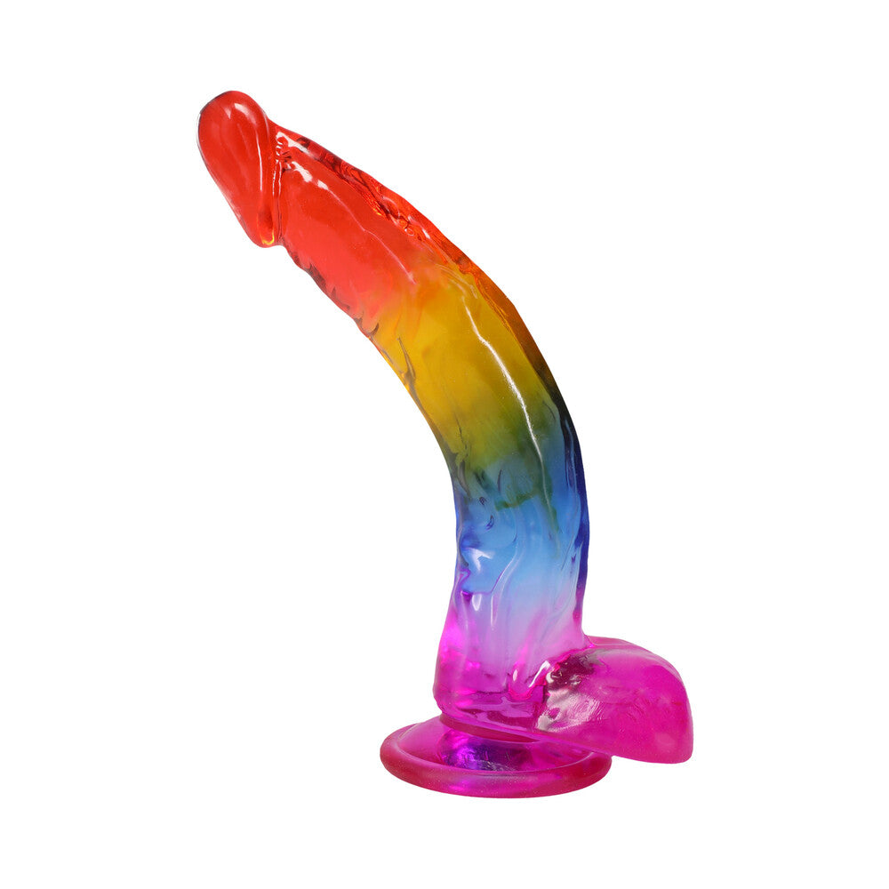CRYSTAL JELLIES 9.5 IN. REALISTIC COCK WITH BALLS RAINBOW