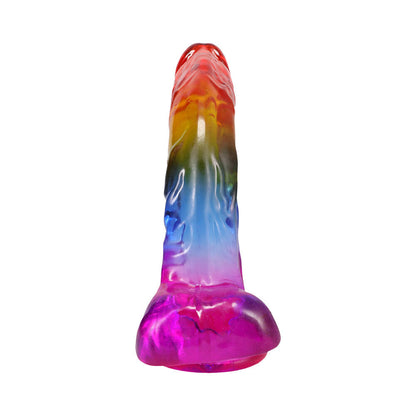 DOC JOHNSON - CRYSTAL JELLIES 9.5 IN. REALISTIC COCK WITH BALLS RAINBOW