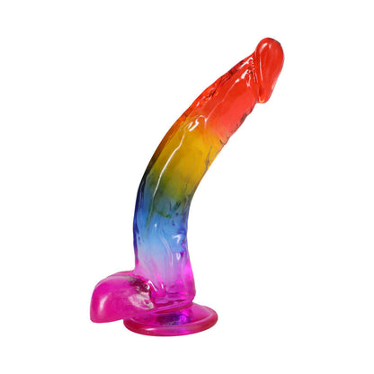 CRYSTAL JELLIES 9.5 IN. REALISTIC COCK WITH BALLS RAINBOW
