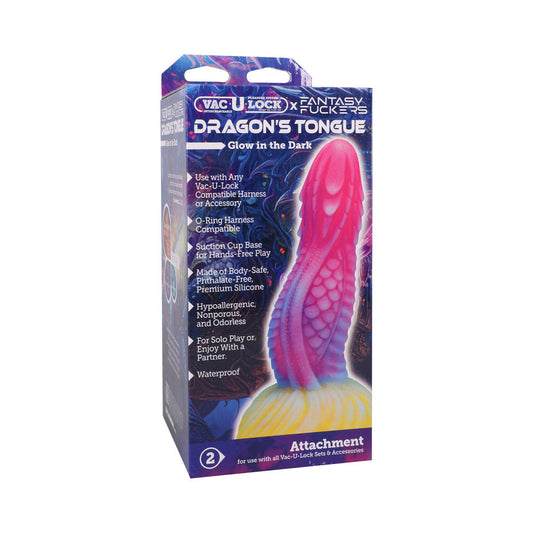 DOC JOHNSON - VAC-U-LOCK X FANTASY FUCKERS GLOW-IN-THE-DARK DRAGON''S TONGUE MULTI-COLOR