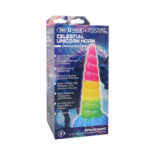 DOC JOHNSON - VAC-U-LOCK X FANTASY FUCKERS GLOW-IN-THE-DARK CELESTIAL UNICORN HORN MULTI-COLOR