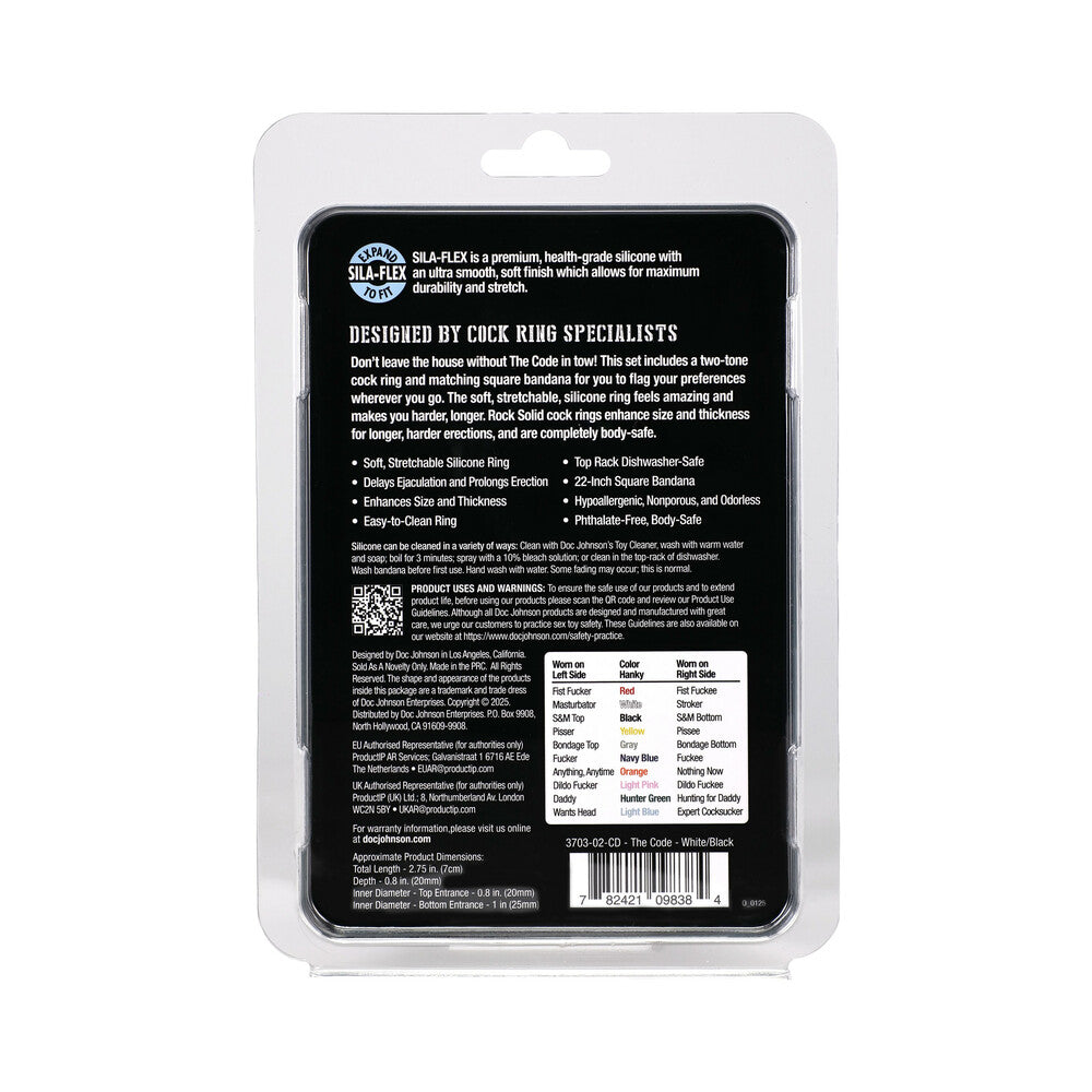 ROCK SOLID THE CODE SILICONE C-RING WITH BANDANA WHITE/BLACK