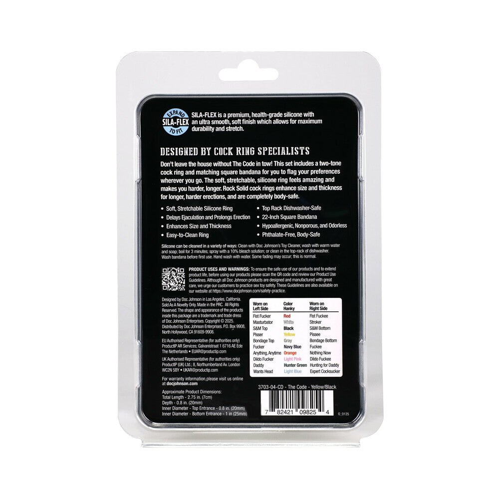 ROCK SOLID THE CODE SILICONE C-RING WITH BANDANA YELLOW/BLACK