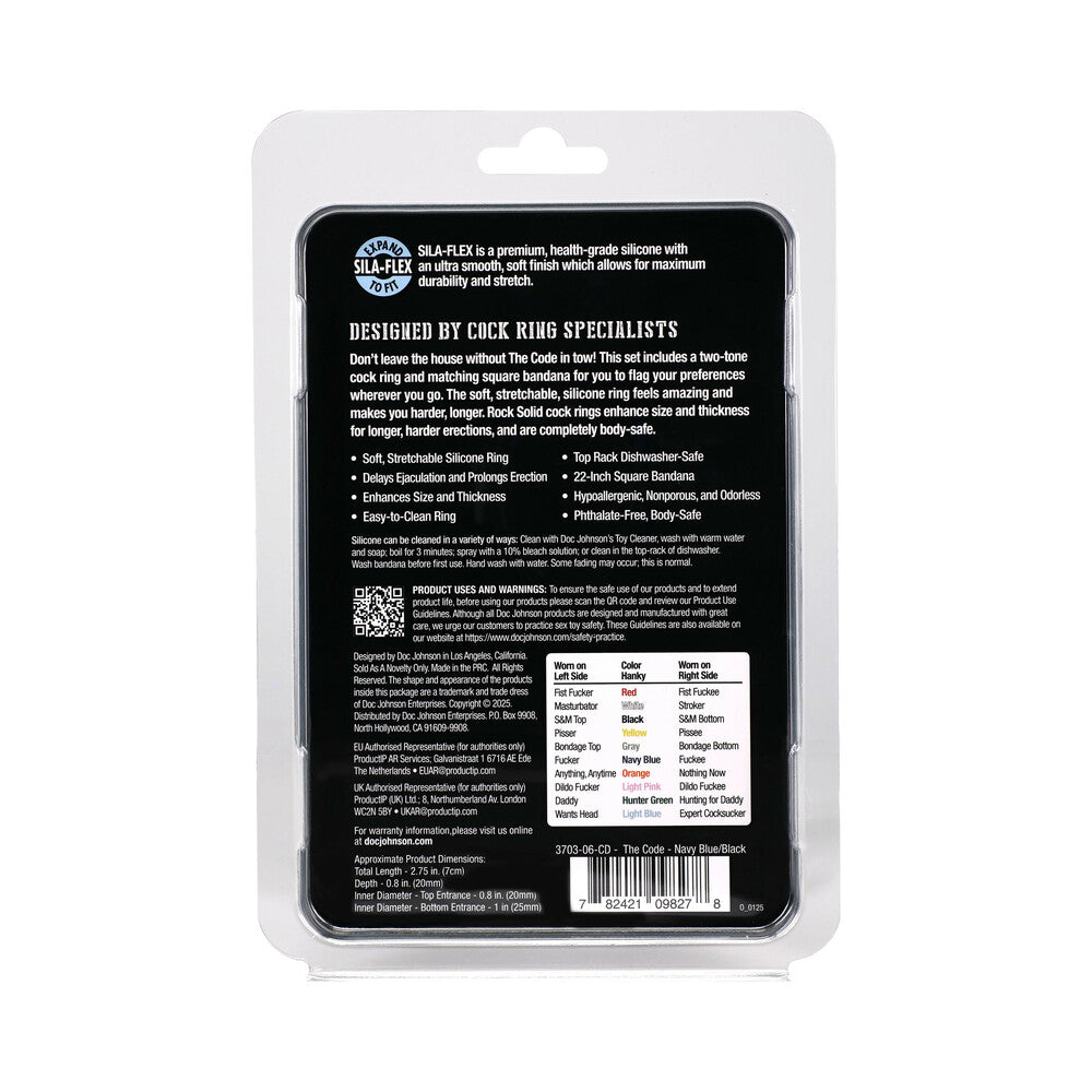 ROCK SOLID THE CODE SILICONE C-RING WITH BANDANA NAVY BLUE/BLACK