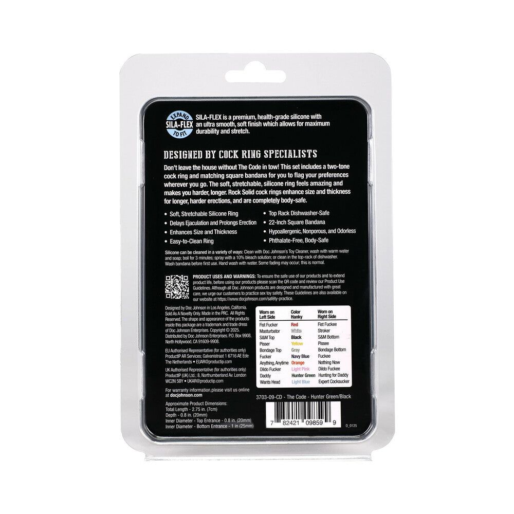 ROCK SOLID THE CODE SILICONE C-RING WITH BANDANA HUNTER GREEN/BLACK