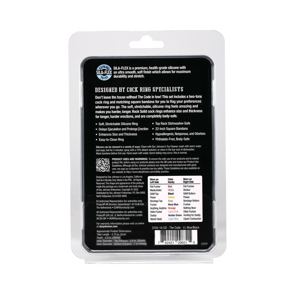 ROCK SOLID THE CODE SILICONE C-RING WITH BANDANA LIGHT BLUE/BLACK