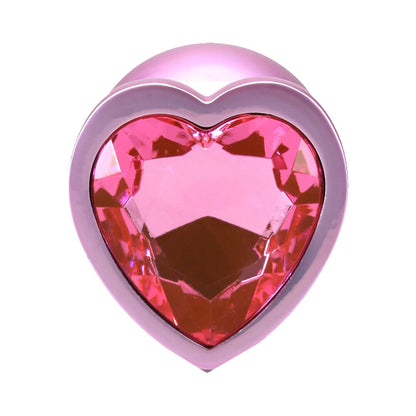 BOOTY BLING HEART DIAMOND JEWELED METAL PLUG PINK MEDIUM