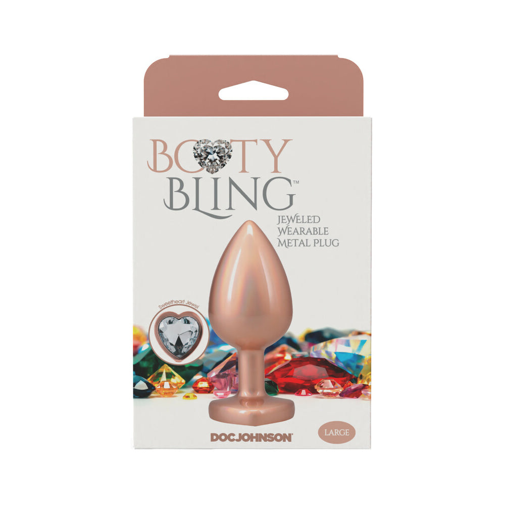 BOOTY BLING HEART DIAMOND JEWELED METAL PLUG GOLD LARGE