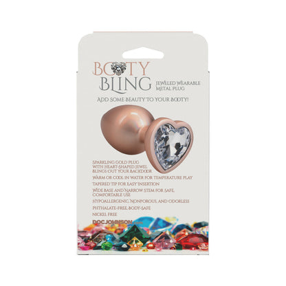 BOOTY BLING HEART DIAMOND JEWELED METAL PLUG GOLD LARGE