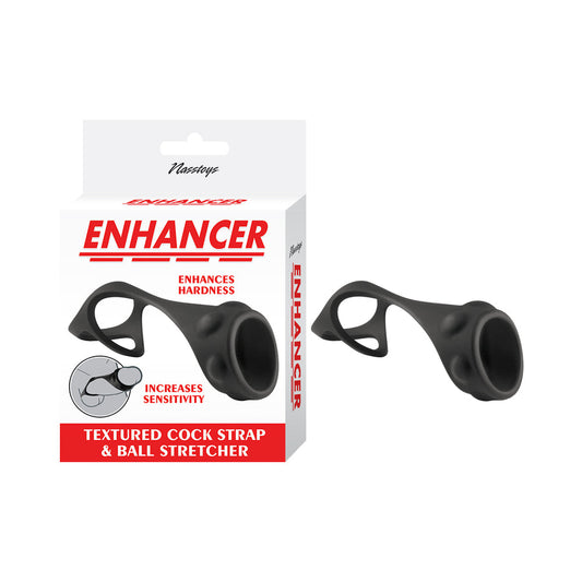 ENHANCER TEXTURED COCK STRAP & BALL STRETCHER BLACK