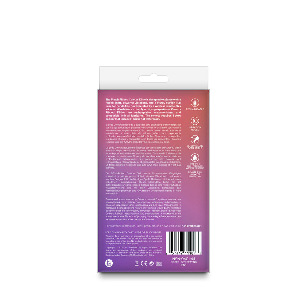 NS NOVELTIES - COLOURS RIBBED VIBRATING 5IN