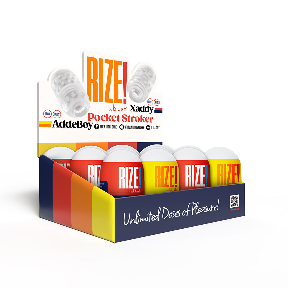 BLUSH - RIZE THE PILL MINI STROKER 12 PACK DISPLAY