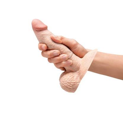 B-VIBE - SLIPSKIN REALISTIC SILICONE DILDO 6 IN. GIRTHY CREAM