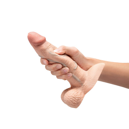B-VIBE - SLIPSKIN REALISTIC SILICONE DILDO 7 IN. GIRTHY CREAM
