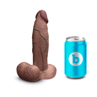 B-VIBE - SLIPSKIN REALISTIC SILICONE DILDO 7 IN. GIRTHY BROWN