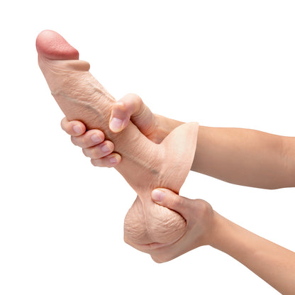 B-VIBE - SLIPSKIN REALISTIC SILICONE DILDO 8 IN. GIRTHY CREAM
