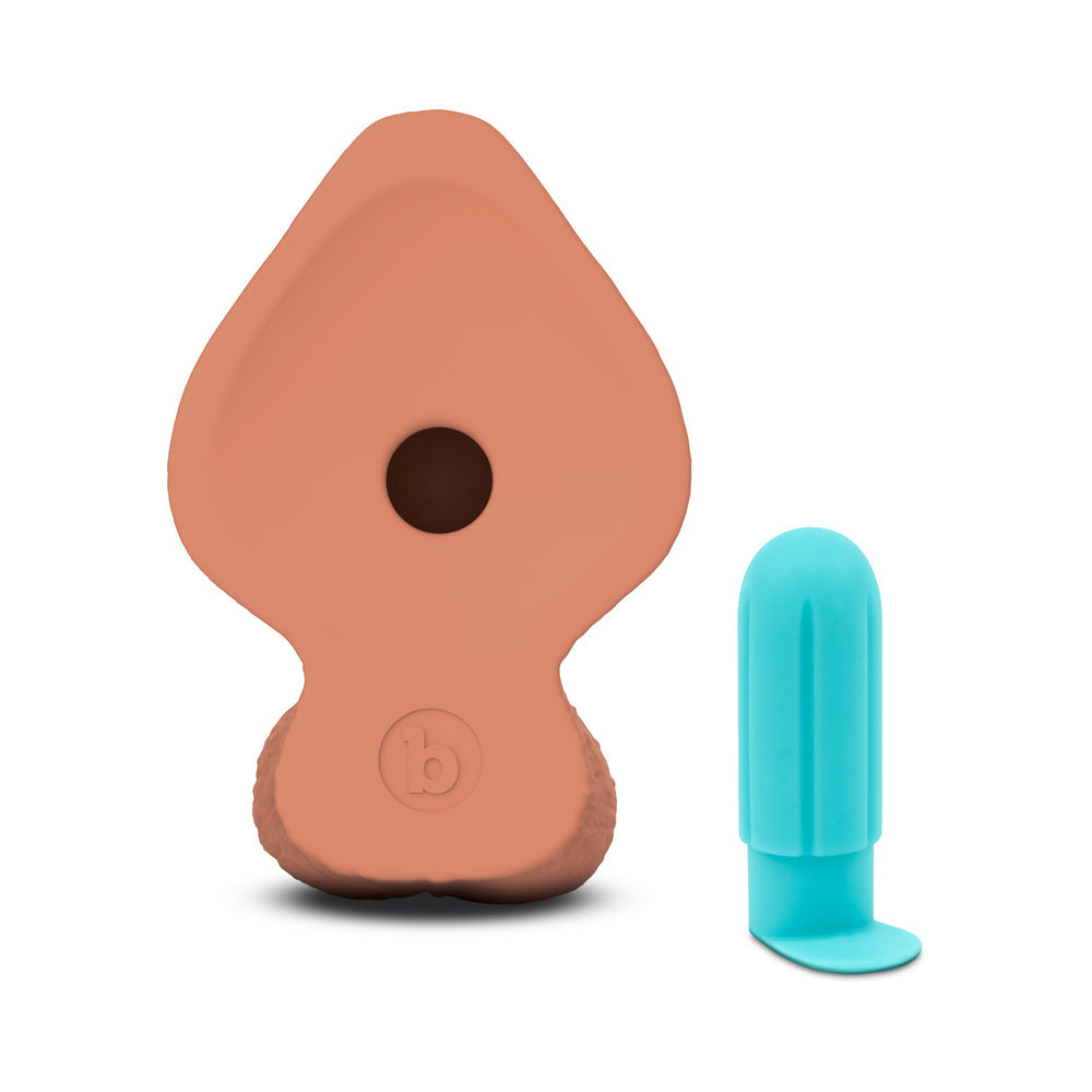 B-VIBE SLIPSKIN REALISTIC SILICONE DILDO 8 IN. GIRTHY MOCHA