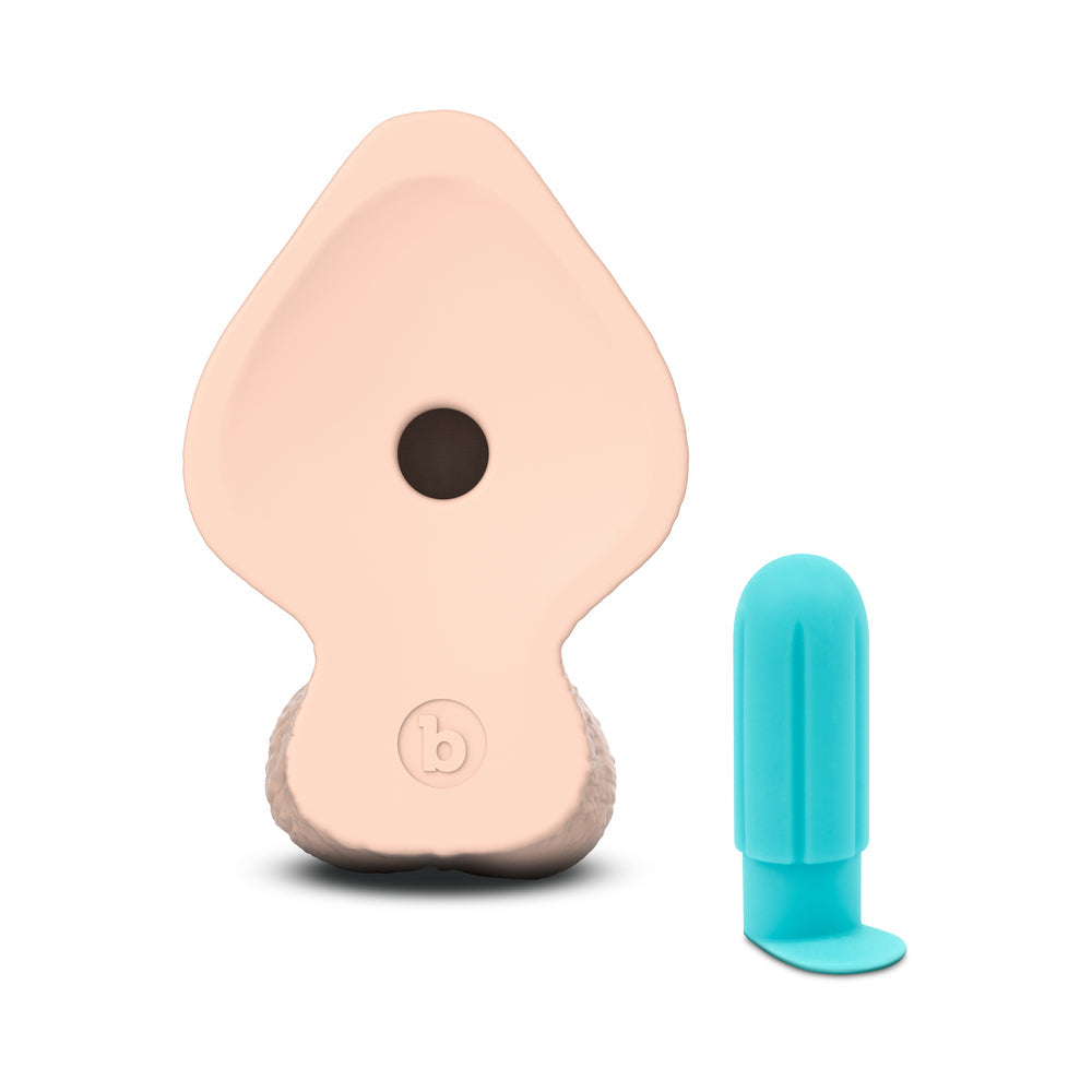 B-VIBE SLIPSKIN REALISTIC SILICONE DILDO 9 IN. GIRTHY CREAM