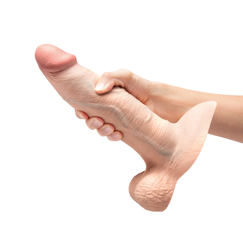 B-VIBE SLIPSKIN REALISTIC SILICONE DILDO 9 IN. GIRTHY CREAM