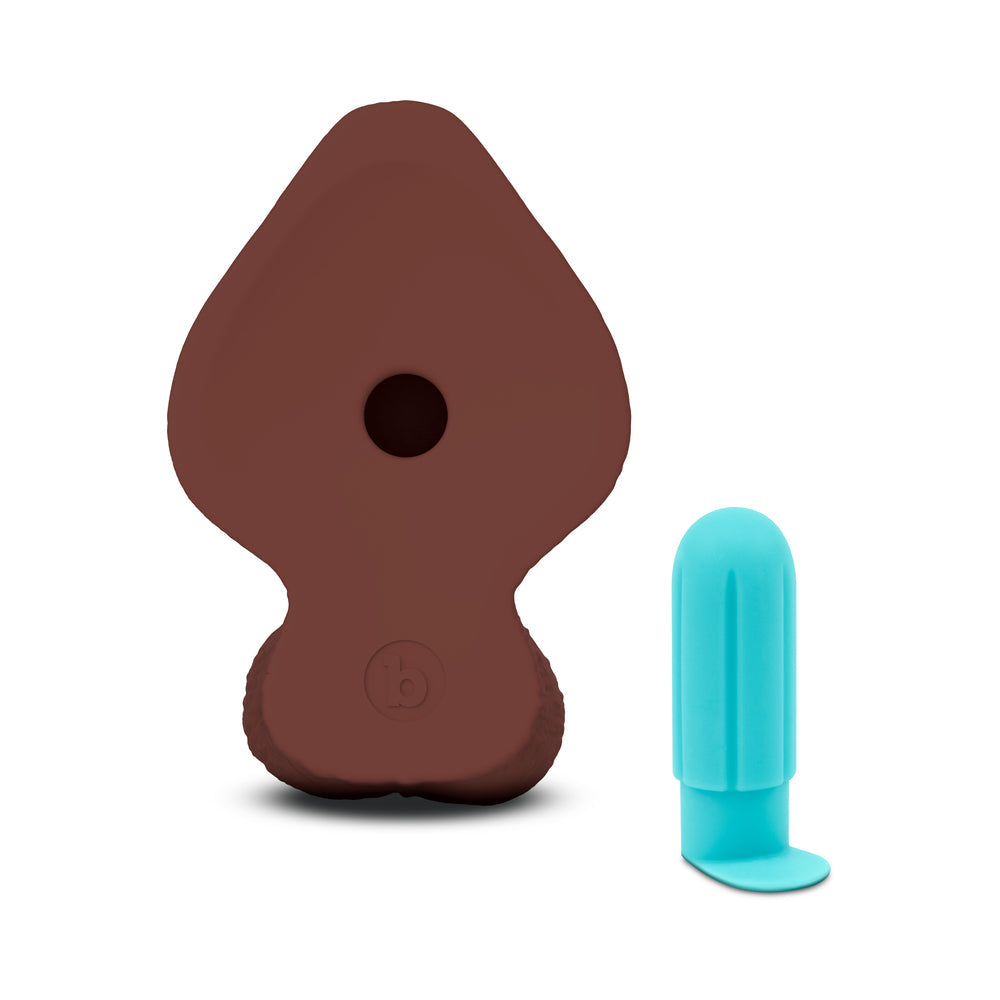B-VIBE - DILDO DE SILICONA REALISTA CON TEXTURA DE PIEL DE 9 PULGADAS DE ANCHO COLOR MARRÓN