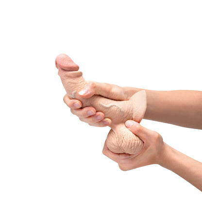 B-VIBE SLIPSKIN REALISTIC SILICONE DILDO 6.5 IN. CURVED CREAM