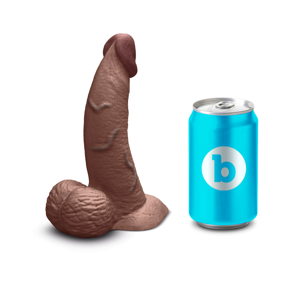 B-VIBE - SLIPSKIN REALISTIC SILICONE DILDO 6.5 IN. CURVED BROWN