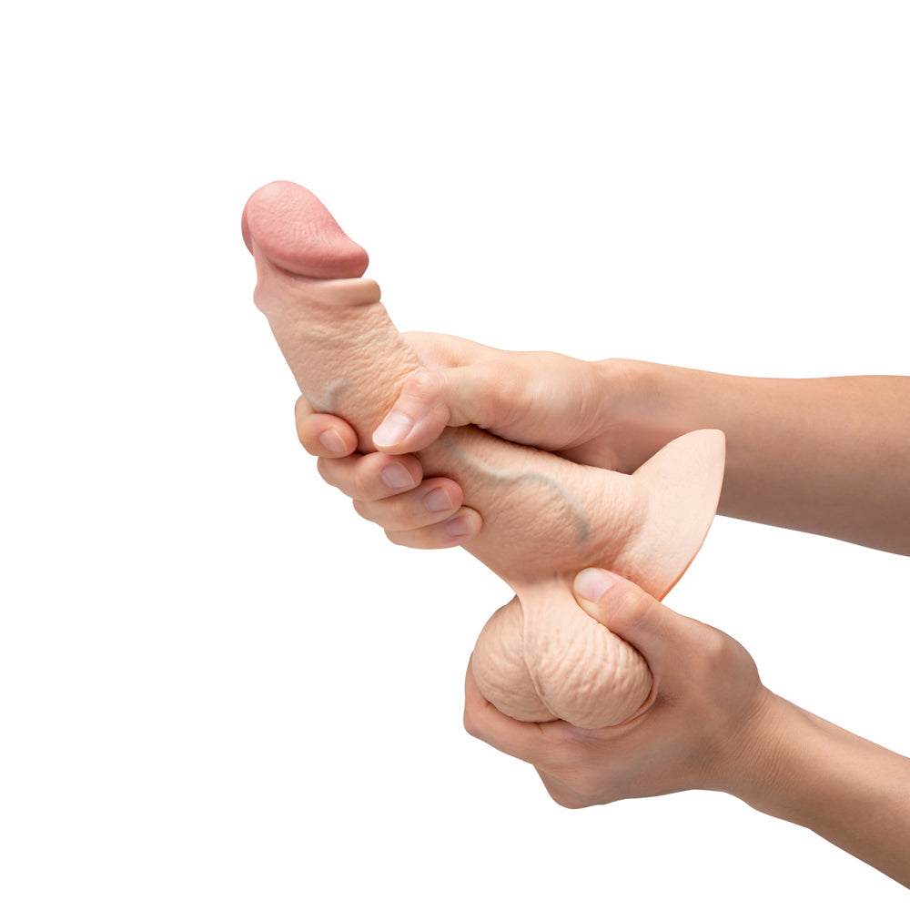 B-VIBE - SLIPSKIN REALISTIC SILICONE DILDO 8 IN. CURVED CREAM