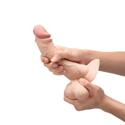 B-VIBE - SLIPSKIN REALISTIC SILICONE DILDO 8 IN. CURVED CREAM