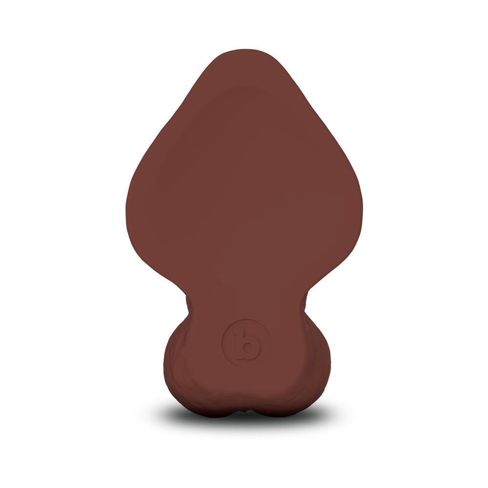 B-VIBE SLIPSKIN REALISTIC SILICONE DILDO 8 IN. CURVED BROWN