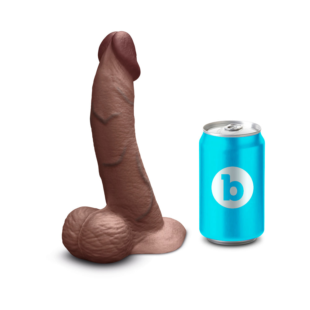 B-VIBE - SLIPSKIN REALISTIC SILICONE DILDO 8 IN. CURVED BROWN