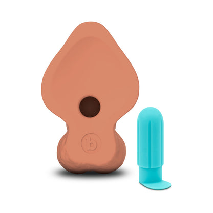 B-VIBE - SLIPSKIN REALISTIC SILICONE DILDO 9 IN. CURVED MOCHA