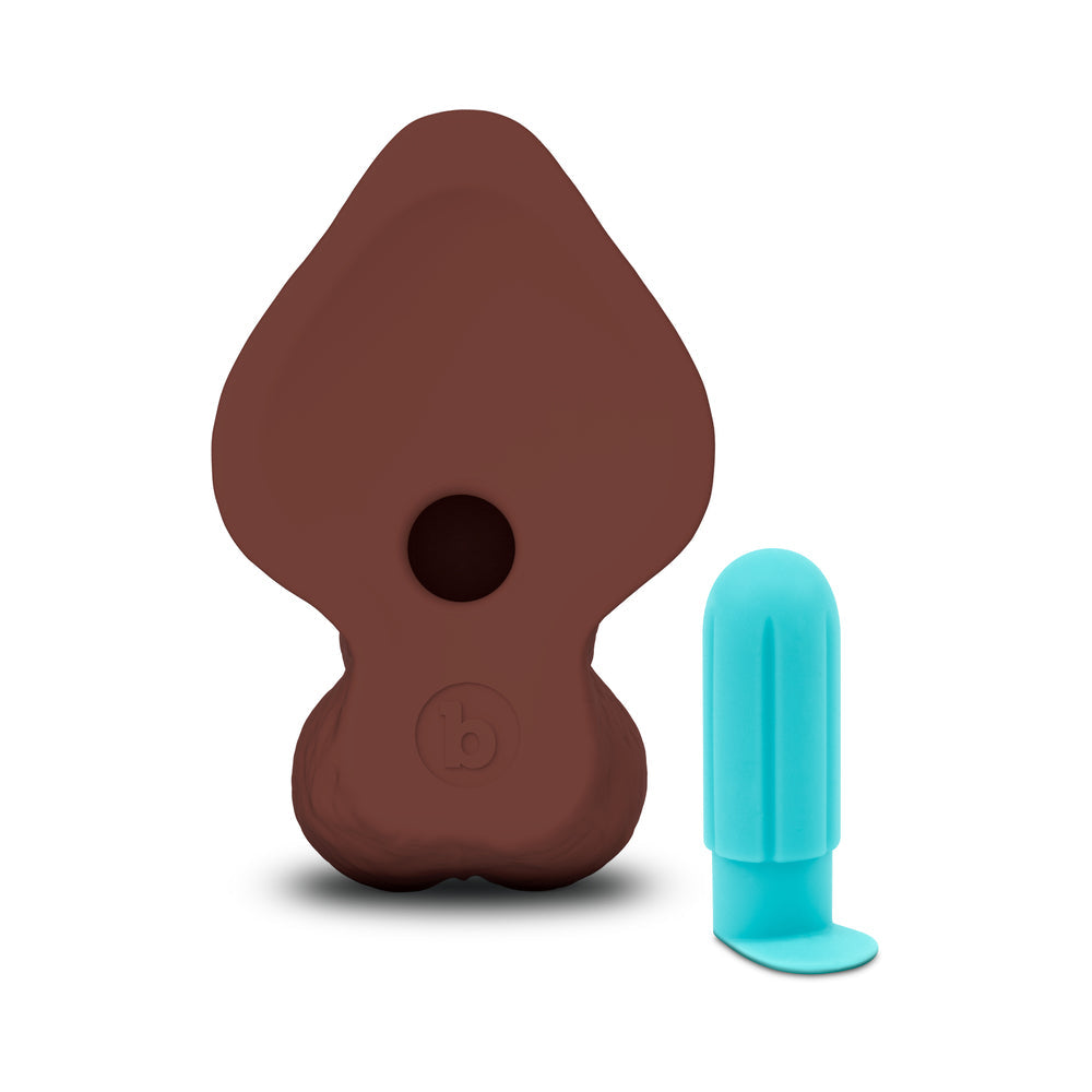 B-VIBE - SLIPSKIN REALISTIC SILICONE DILDO 9 IN. CURVED BROWN