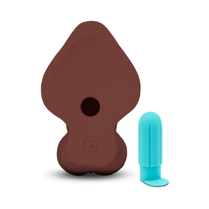B-VIBE - SLIPSKIN REALISTIC SILICONE DILDO 10 IN. CURVED BROWN