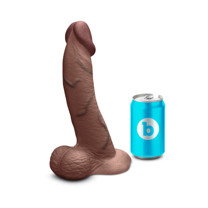 B-VIBE - SLIPSKIN REALISTIC SILICONE DILDO 10 IN. CURVED BROWN