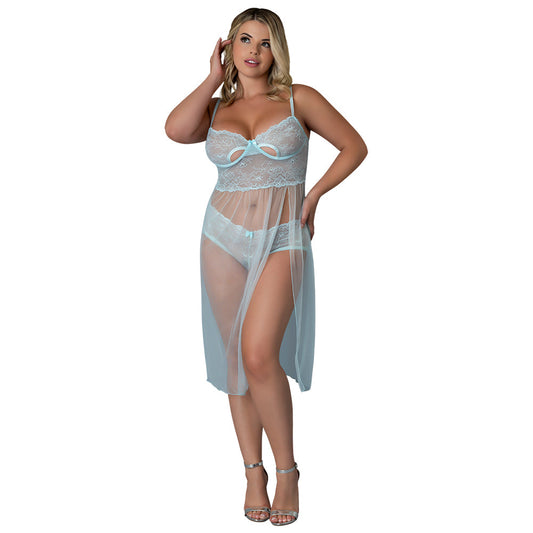 MAGIC SILK - CAMISOLA LARGA Y TANGA CORTA BLUE SKY AZUL TALLA GRANDE