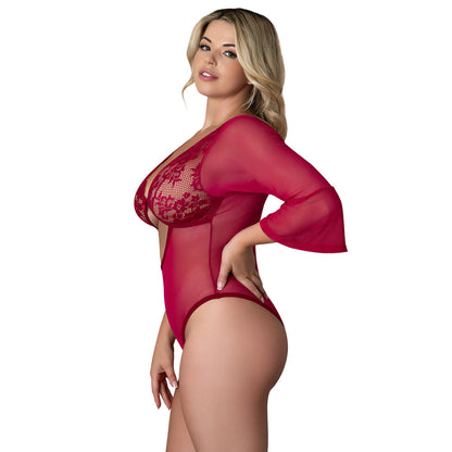 BLACK CHERRY 3/4 SLEEVE PLAYSUIT CHERRY