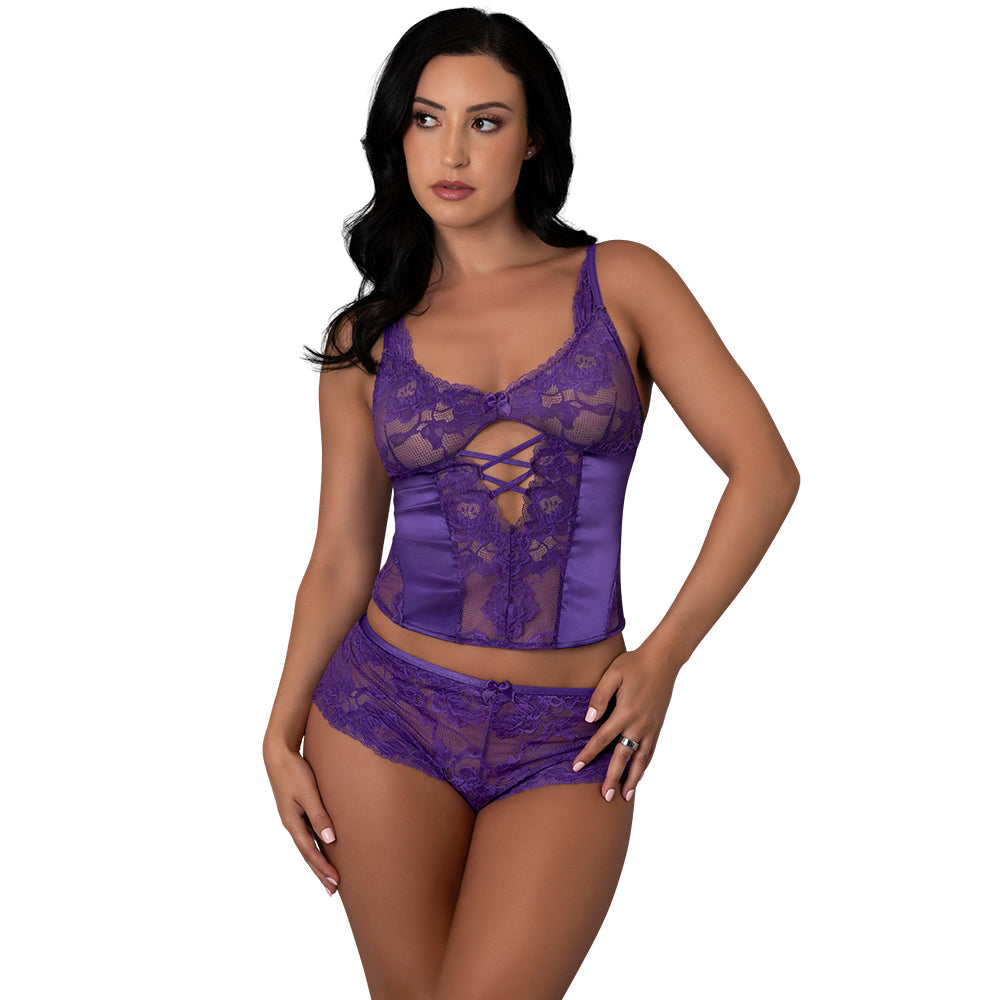 MAGIC SILK - SATIN PETALS BUSTIER & BOY SHORT SET
