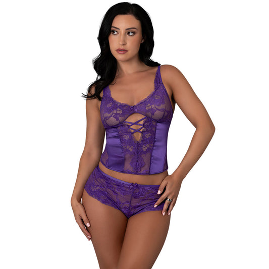 MAGIC SILK - SATIN PETALS BUSTIER & BOY SHORT SET