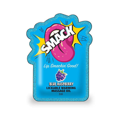 LITTLE GENIE - SMACK LICKABLE MASSAGE OIL 3 ML POUCH BLUE RASPBERRY 36-PIECE DISPLAY