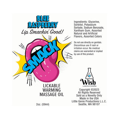LITTLE GENIE - SMACK LICKABLE MASSAGE OIL 3 ML POUCH BLUE RASPBERRY 36-PIECE DISPLAY