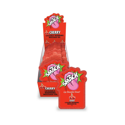 LITTLE GENIE - SMACK LICKABLE MASSAGE OIL 3 ML POUCH CHERRY 36-PIECE DISPLAY