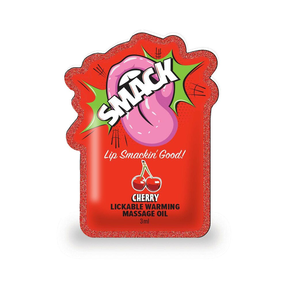 LITTLE GENIE - SMACK LICKABLE MASSAGE OIL 3 ML POUCH CHERRY 36-PIECE DISPLAY