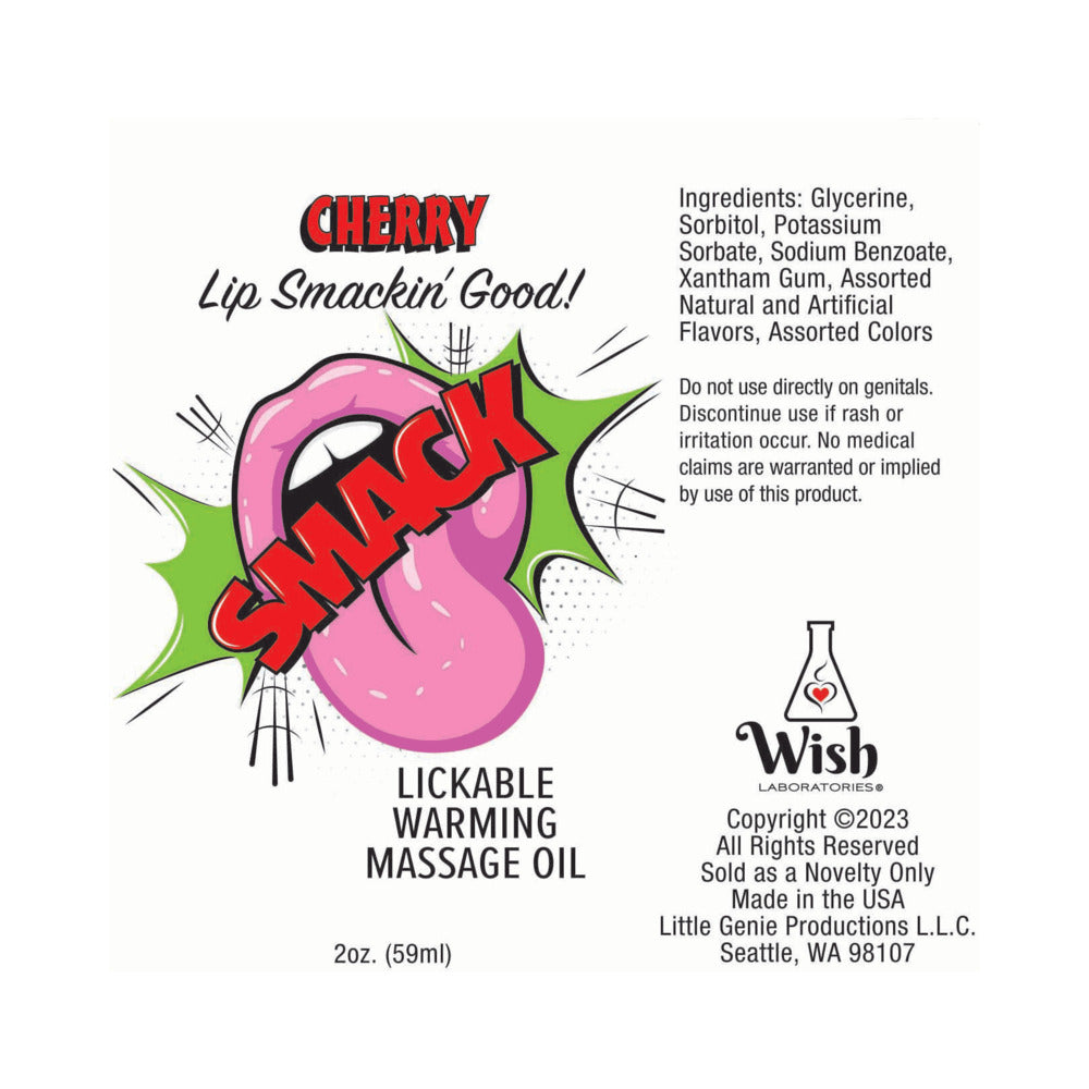 LITTLE GENIE - SMACK LICKABLE MASSAGE OIL 3 ML POUCH CHERRY 36-PIECE DISPLAY