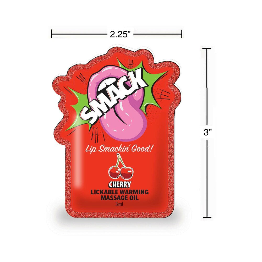 LITTLE GENIE - SMACK LICKABLE MASSAGE OIL 3 ML POUCH CHERRY 36-PIECE DISPLAY