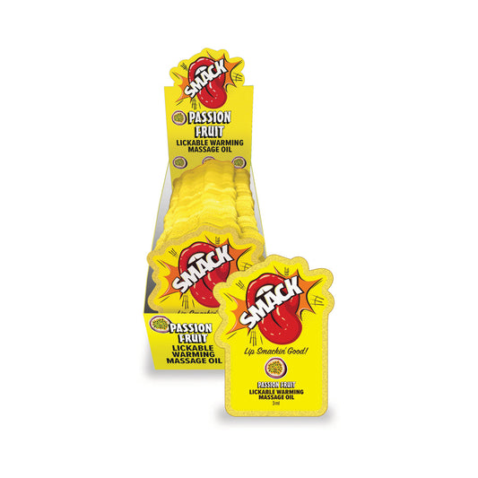 LITTLE GENIE - SMACK LICKABLE MASSAGE OIL 3 ML POUCH PASSION FRUIT 36-PIECE DISPLAY